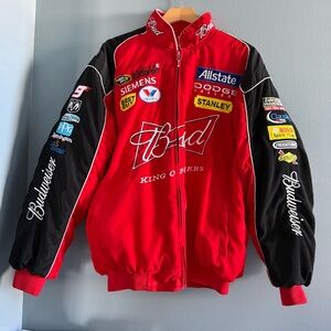 Chase Authentics Budweiser Nascar Vintage Sponsor Patches Racing Jacket